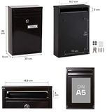 Arregui 1832D89 Brievenbus, zwart, maat S (DIN A5)