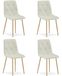 LIBRA Chaises de salle à manger – Set de 4 – Tissu beige – Pieds en bois
