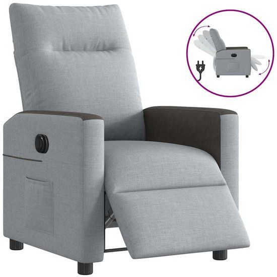 vidaXL Fauteuil elektrisch verstelbaar stof lichtgrijs