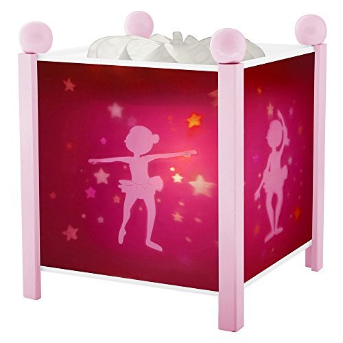 Trousselier - Ballerina - nachtlampje - magische lantaarn - ideaal geboortegeschenk - kleur hout roze - geanimeerde afbeeldingen - rustgevend licht - 12V 10W gloeilamp inclusief - EU-stekker