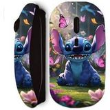 Maniacase Stitch Cartoon Zwarte Draadloze Muis