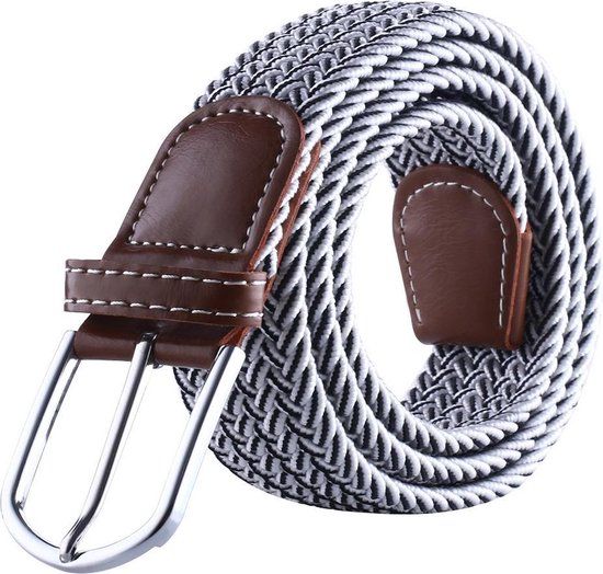 Actie4you® - Unisex Woven Elastic Belt - 105CM - White Black Fine Mix