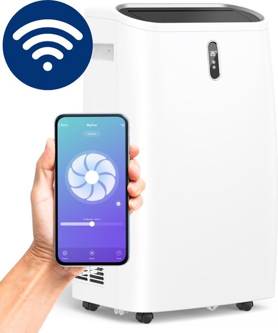 BluMill Smart Airco - Mobiele Airco - Met Wifi - 12000 BTU - Airconditioning - Geschikt voor Ontvochtiging - Inclusief Wieltjes - incl. Raamafdichting Kit wit