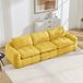 MODFU Canapé - 3 Places - Modulaire Sans Cadre - Ergonomique - Motif Pied-de-poule Matelassé - Chenille - Jaune