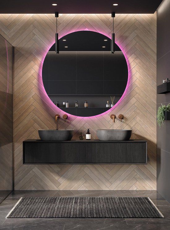 Looox Cm-line spiegel 80cm rond met rgb-w led alu helder