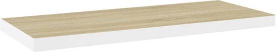 vidaXL Wandschap - zwevend - 80x23,5x3,8 cm - MDF - eikenkleurig en wit