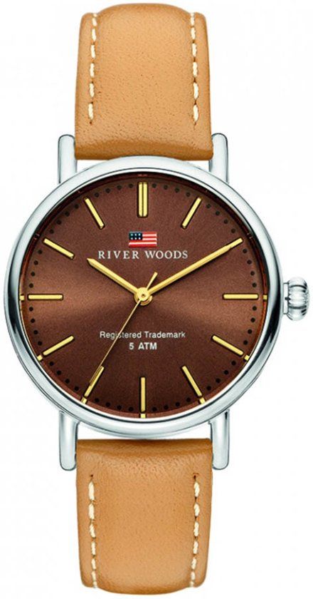 River Woods RW340014 Oswego horloge Vrouwen - Bruin - Leer 34 mm