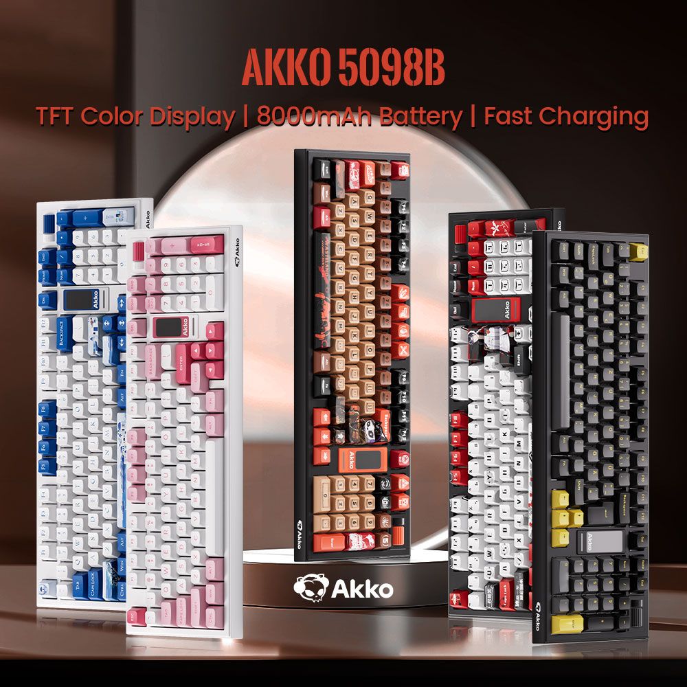 Akko 5098B Draadloos Mechanisch Gamingtoetsenbord - 1.47" TFT-scherm - Verticale Knop - 1800