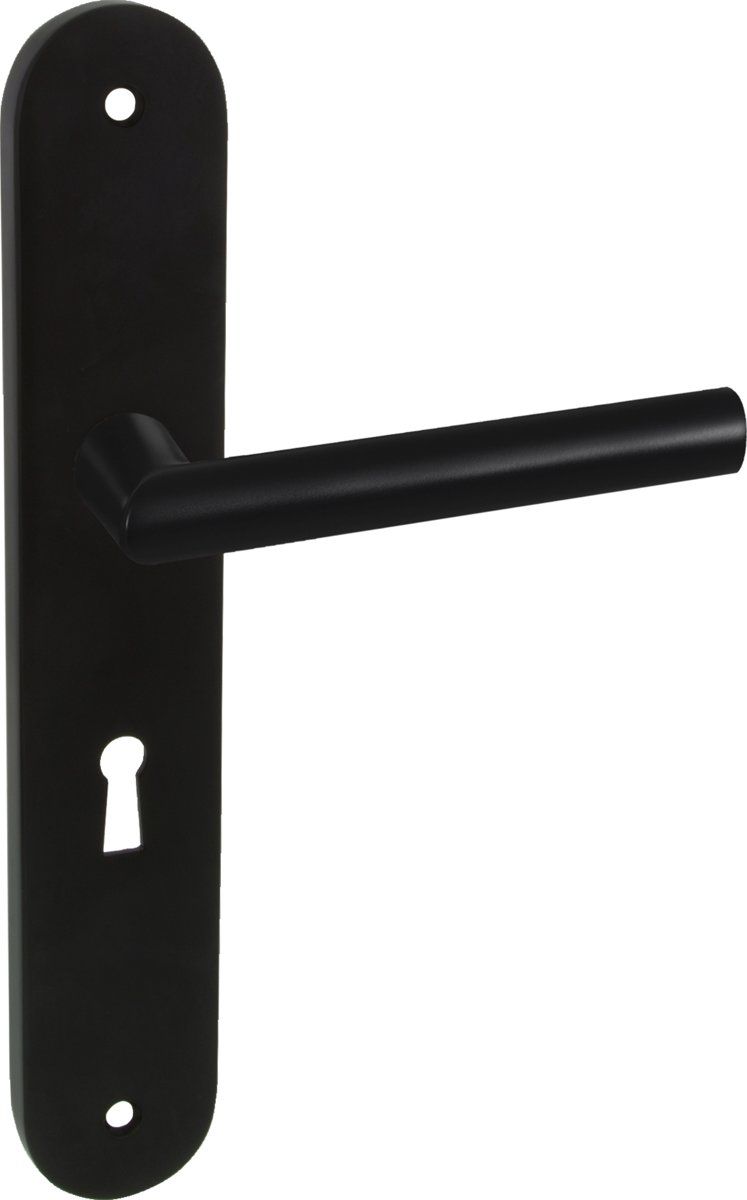 Impresso binnendeurbeslag London - Ovaal deurschild met schroef en sleutelgat - Aluminium - Zwart