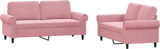 vidaXL 2-delige Loungeset met kussens fluweel roze