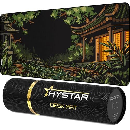 Hystar® Uitgebreide gamingmuismat | 5 mm dik, waterdicht oppervlak, gladde polyesterstof en natuurlijke rubberen basis | Midori (XXL 36 "x 16")