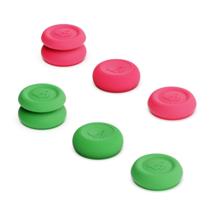 Skull & Co 6 Thumb Grips voor PlayStation 4 en 5 - Antislip Controller Caps PS4/PS5 - Groen en Roze