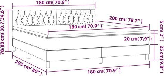 vidaXL Boxspring met Matras Fluweel Roze 180x200 cm