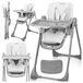 Malplay Chaise haute, chaise enfant, bébé, pliable, réglable, plateau, harnais de sécurité, 6 hauteurs, jusqu'à 20 kg, gris