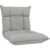 HWC Vloer fauteuil HWC-N44, relax vloer kussen vloer sofa opklapbare fauteuil 6 ligstanden, stevig frame fluweel ~ lichtgrijs