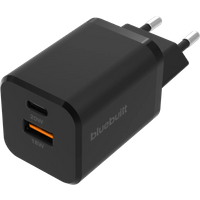 BlueBuilt Power Delivery and Quick Charge Charger with 2 USB Ports 38W Black