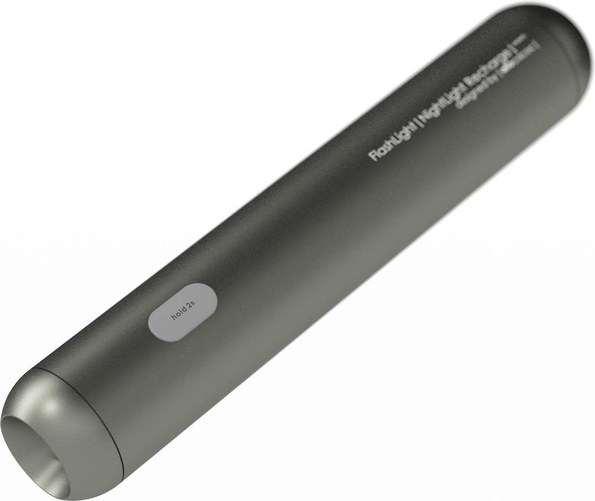 DesignNest Multifunctionele Oplaadbare Zaklamp Nachtlamp - Aluminium - 8719186011893