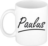 Bellatio Decorations Paulus Naam koffiemok - beker - met sierlijke letters - wit