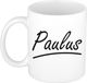 Bellatio Decorations Paulus Naam koffiemok - beker - met sierlijke letters - wit