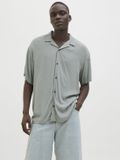 JACK&JONES JJEJEFF SOLID RESORT SHIRT S/S SN Heren Overhemd Korte Mouw Viscose Effen Iceberg Green Maat S
