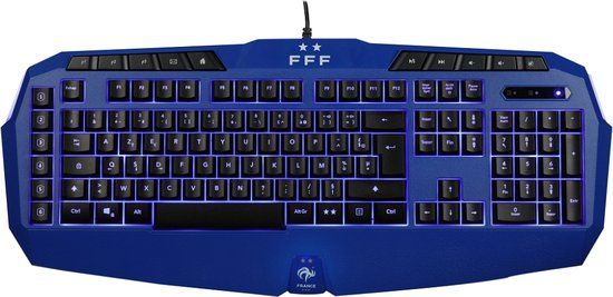 Konix 76791114973 Gamen USB AZERTY Frans Zwart, Blauw