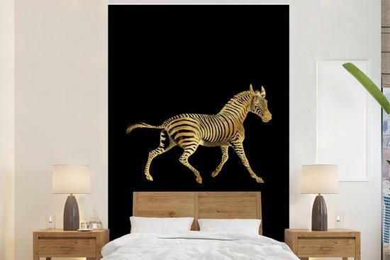 Nr1Wallpaper Behang - Fotobehang Zebra - Vintage - Goud - Breedte 225 cm x hoogte 350 cm