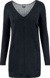 Urban Classics Fine Knit Oversize V-Necker Dames Sweatshirts - Zwart - M