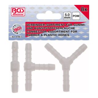 BGS Assortimenten slangverbinders - brandstofbestendig - 5 mm - 8-dlg.