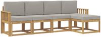 vidaXL - Extérieur - canapé - ensemble - 5 - pièces - Blanc - et - Gris clair - Polyester