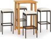 vidaXL Ensemble de bar de jardin 5 pièces avec coussins marron