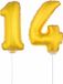 Shoppartners Bv 14 jaar leeftijd feestartikelen - versiering cijfers - ballonnen op stokje - van 41 cm - Combi van cijfer 14 - in het goud