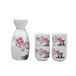 Lachineuse - Traditioneel Sake Servies Pagode en Kersenbloesem - 4 Schalen en Karaf - Cadeau voor Aziatische Gerechten - Porselein Japan