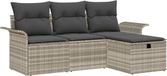 vidaXL Banc de jardin - Poly rotin - Gris clair