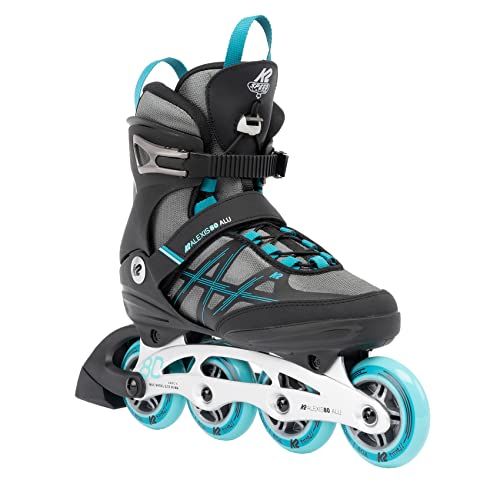 K2 Skate Alexis 80 ALU inlineskates voor dames, grijs - cyaan, 30G0417