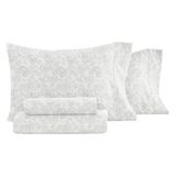 Linen Market Beddengoedset voor queensize bed, 4-delig, grijs met bloemenprint