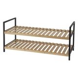 Well Home Schoenenrek van bamboe met 2 planken van metaal en bamboe, 70 x 30 x 32 cm