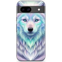 Maniacase Hoesje Google Pixel 8a Wolf wit paars reflectie