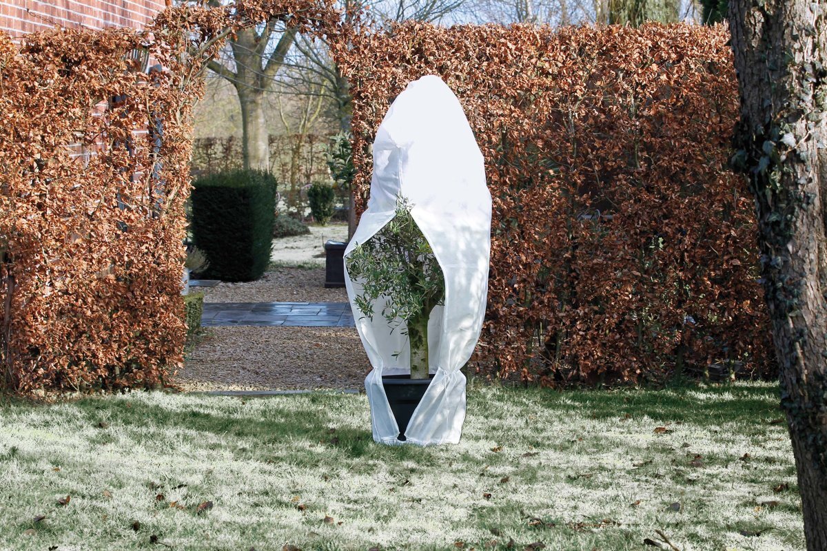 Nature - Wintertuin - Beschermhoes - Voor planten en struiken met rits - Wit - Diameter 150cm x Hoogte 2m