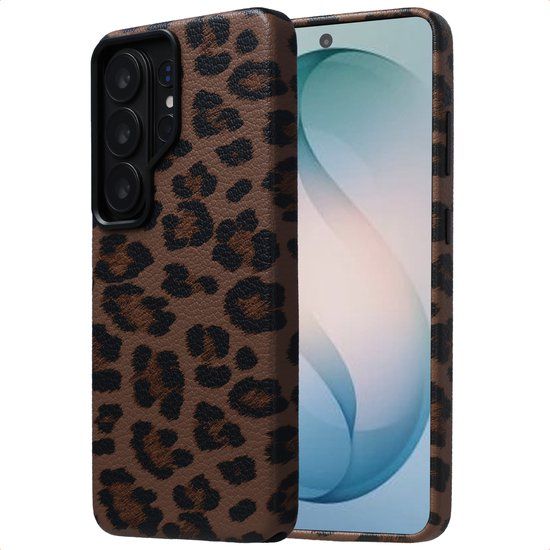 Selencia Sabi Backcover panterprint met MagSafe voor de Samsung Galaxy S26 Ultra - Mocha Brown