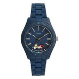 Timex Peanuts 41 mm herenhorloge - blauwe band, blauwe wijzerplaat, blauwe kast, TW2V53300