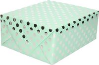Shoppartners Bv Luxe folie inpakpapier/cadeaupapier - mintgroen - zilveren stip - 200 x 70 cm