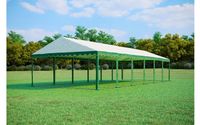 PREMIUM Tente de réception 5x12 m – PVC 500 g/m², ignifuge, cadre au sol + renforts de toit, jusqu'à 120 personnes - Vert-blanc