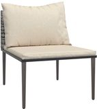 vidaXL Tuinmiddenbank met kussens poly rattan grijs