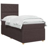 vidaXL Boxspringbed met matras Donkerbruin 90 x 200 cm Stof