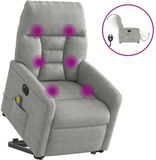 vidaXL Sta-op-massagestoel elektrisch microvezelstof lichtgrijs