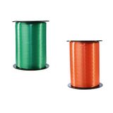 Clairefontaine 601721AMZC - Set van 2 Rollen Glad Bolduc Lint - 500mx0,7cm - Oranje/Grasgroen