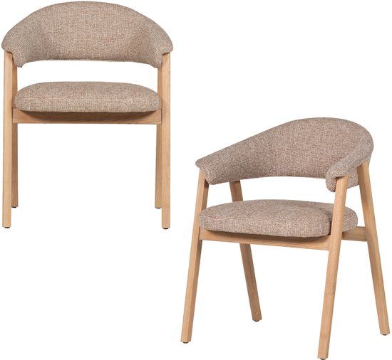 WOOOD Tunar Eetkamerstoel Met Armleuning - Hout - Naturel - Set van 2