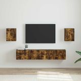Maison Exclusive - Meuble TV, 2 pièces, en placage chêne fumé