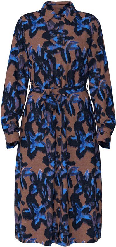 VILA 4103 Blousejurk Dames Bruin Maat 42 - Lange mouw - EcoVero viscose - Herfst/Winter 2023
