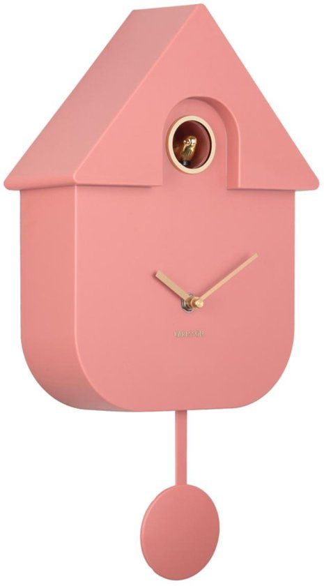 Karlsson Wandklok Modern Cuckoo Oro - Roze - 21.5x8.5x41cm